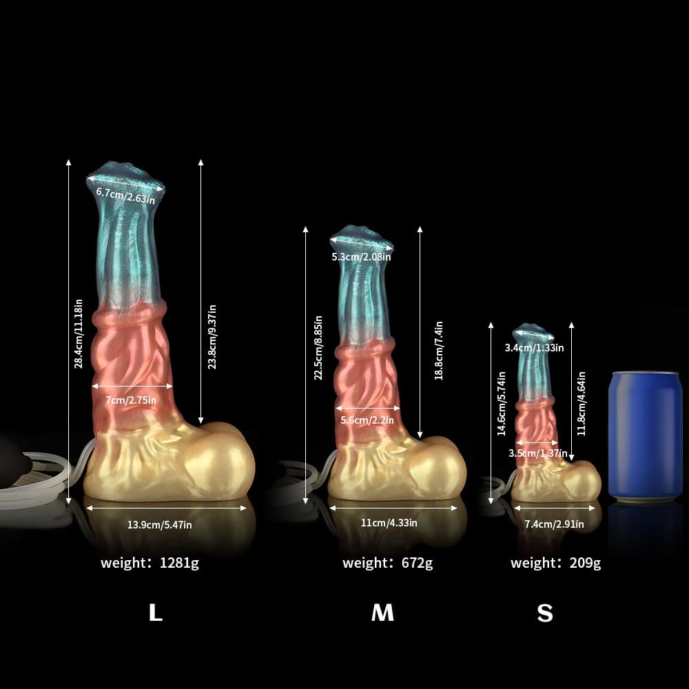 Neptune Red Blue Gold Dildo - Ejaculating Dildo