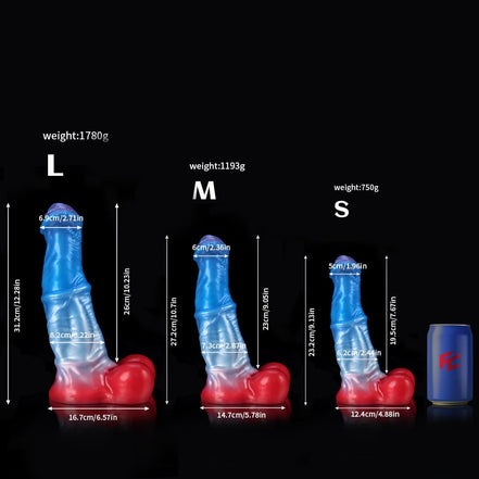 White Colt Blue Red  Fantasy Dildo-Knot Dildo