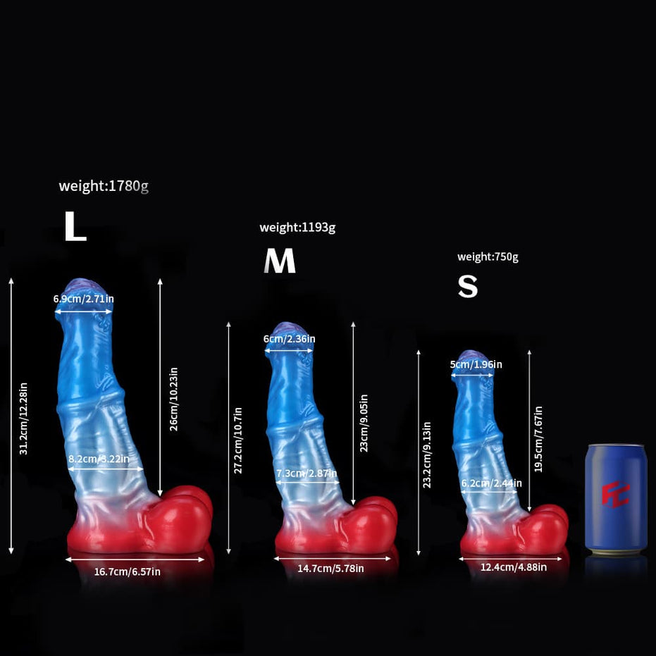White Colt Blue Red  Fantasy Dildo-Knot Dildo