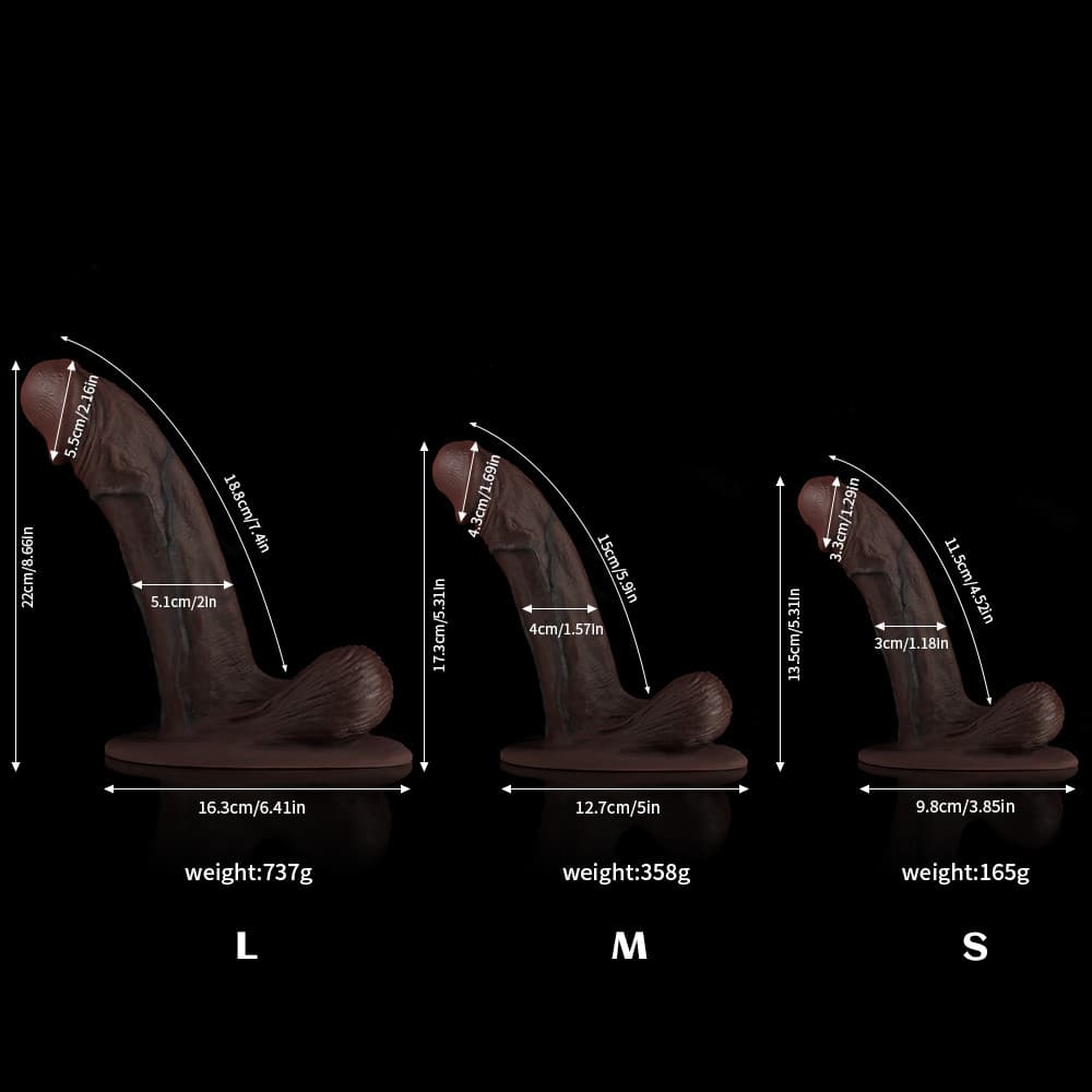 FZ42-Black Realistic Dildos - 3 Sizes