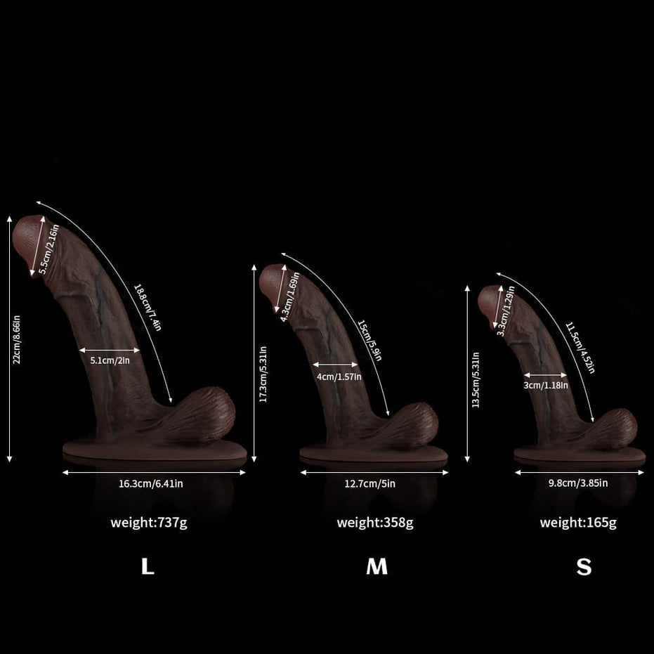 FZ42-Black Realistic Dildos - 3 Sizes