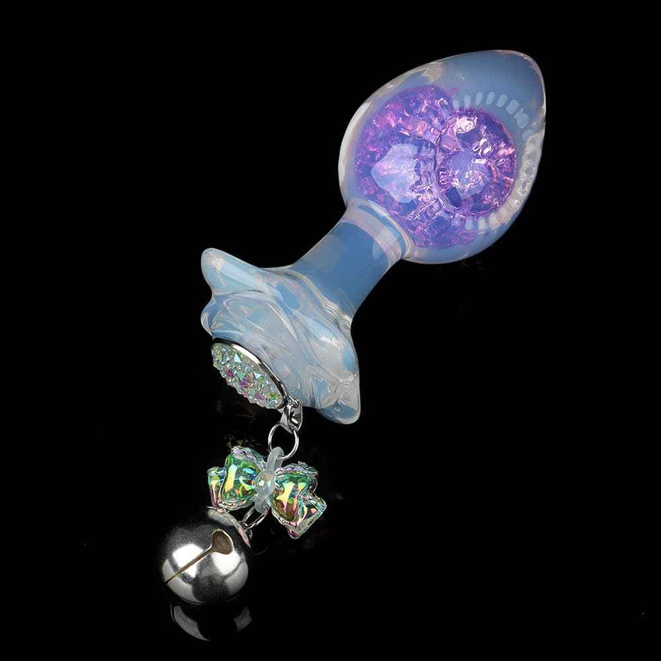 SPECIMEN-217: Blazing Crystal Butt Plug | Pink & Purple Iridescent Flame Design | Custom Luxury Kit (Black Diamond / White Tail / Bell)