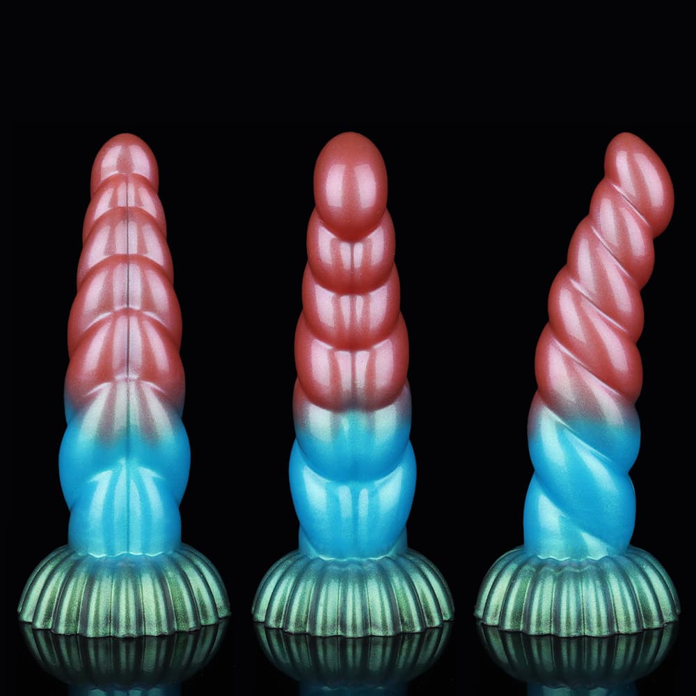 Twisted Red Blue Green Electric Vibrating Dildo