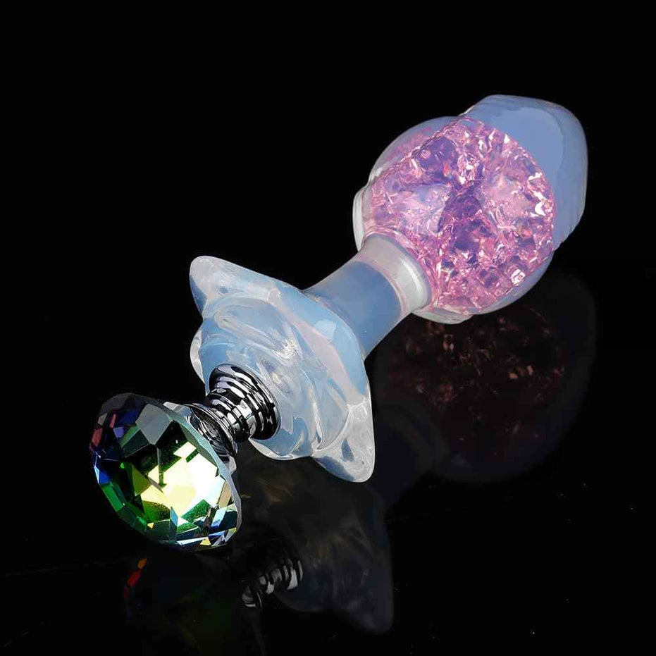 SPECIMEN-217: Blazing Crystal Butt Plug | Pink & Purple Iridescent Flame Design | Custom Luxury Kit (Black Diamond / White Tail / Bell)