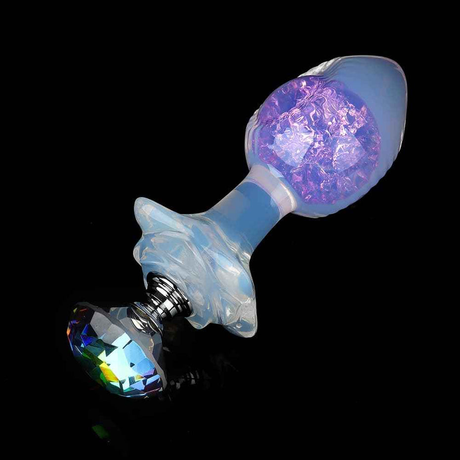 SPECIMEN-217: Blazing Crystal Butt Plug | Pink & Purple Iridescent Flame Design | Custom Luxury Kit (Black Diamond / White Tail / Bell)
