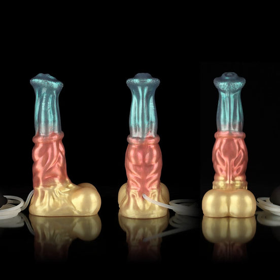 Neptune Red Blue Gold Dildo - Ejaculating Dildo