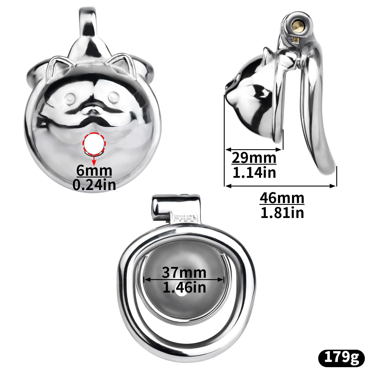 FRRK-245 Lucky Cat Metal Chastity Cage