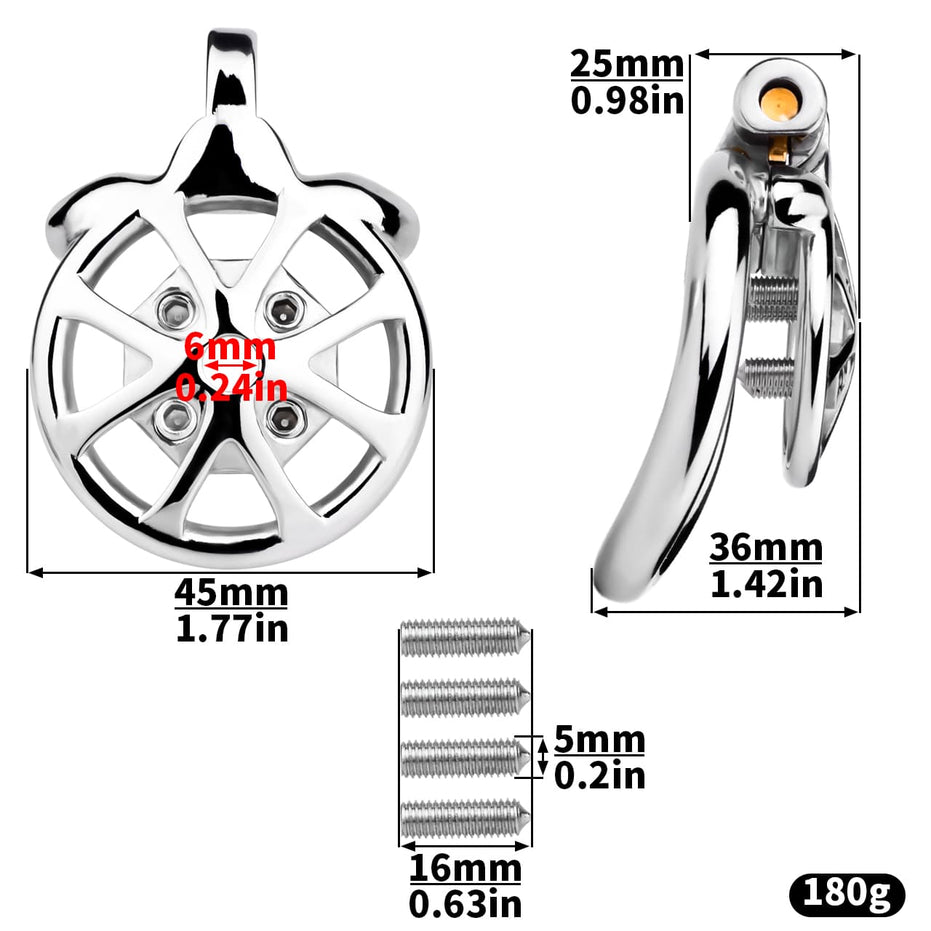 FRRK-247 Flat Cock Chastity Cage with Removable Determination Spikes