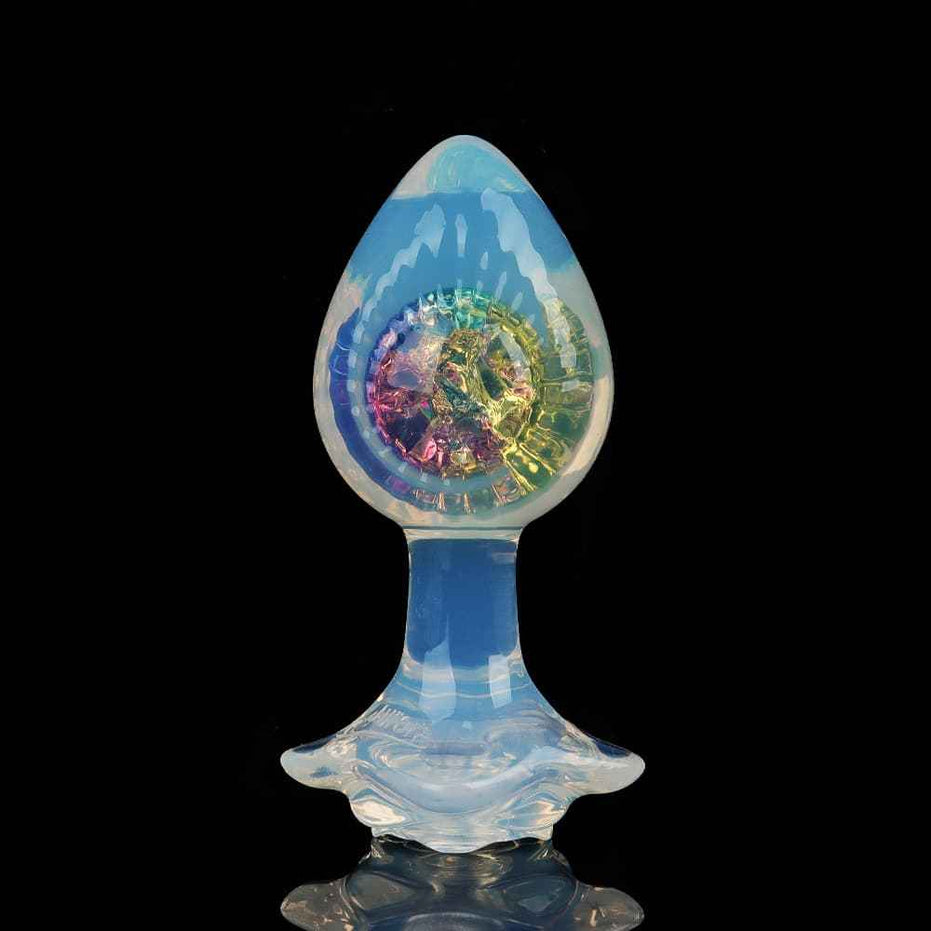 SPECIMEN-217: Blazing Crystal Butt Plug | Pink & Purple Iridescent Flame Design | Custom Luxury Kit (Black Diamond / White Tail / Bell)