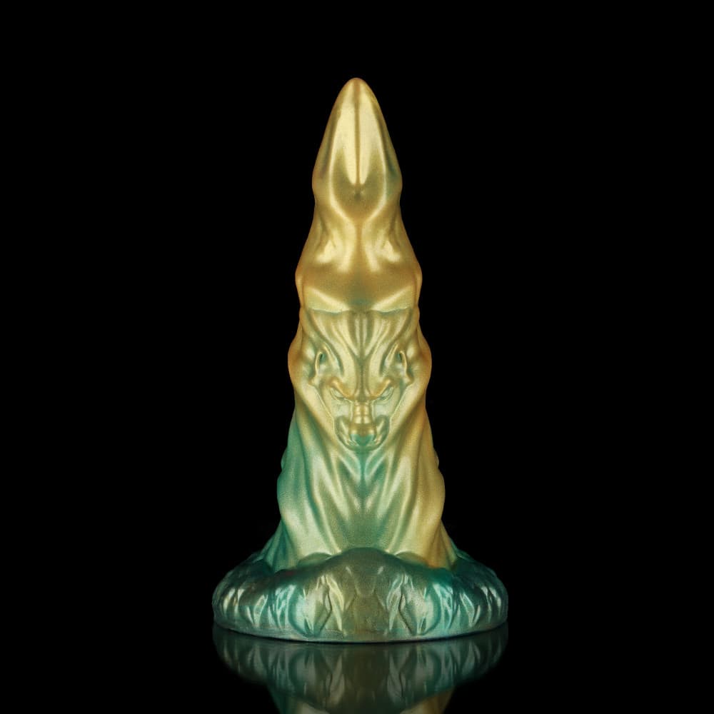 Cowhorn Tip Yellow Green Dildo