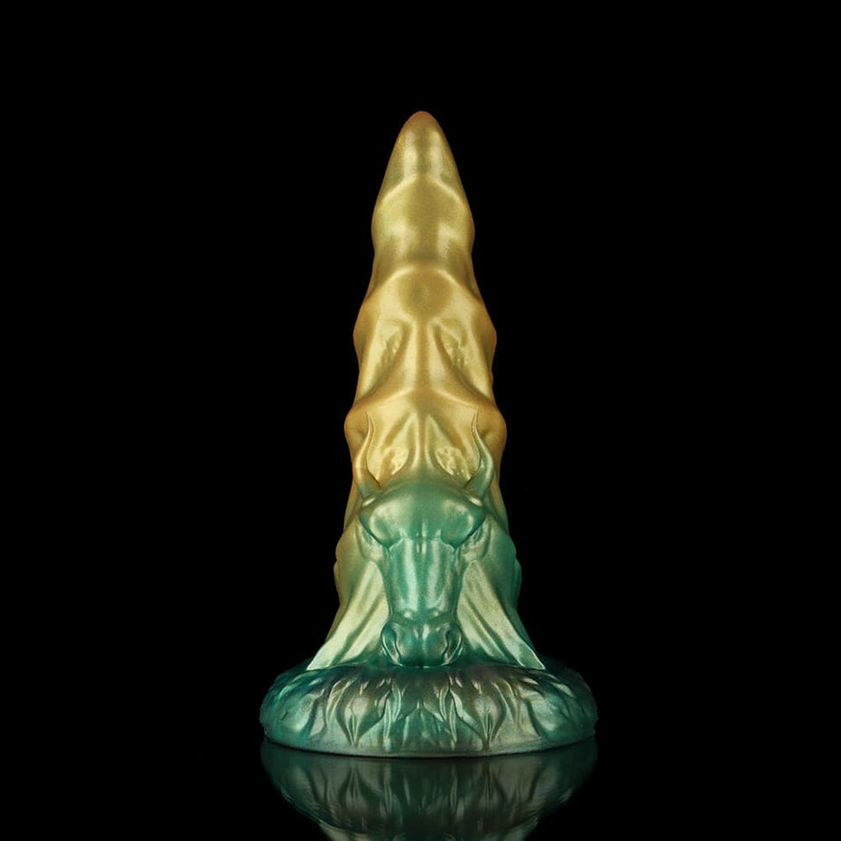 Cowhorn Tip Yellow Green Dildo