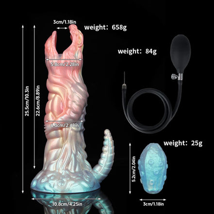 Colorful Dinosaur Inflatable Ovipositor Dildo (5 Eggs)