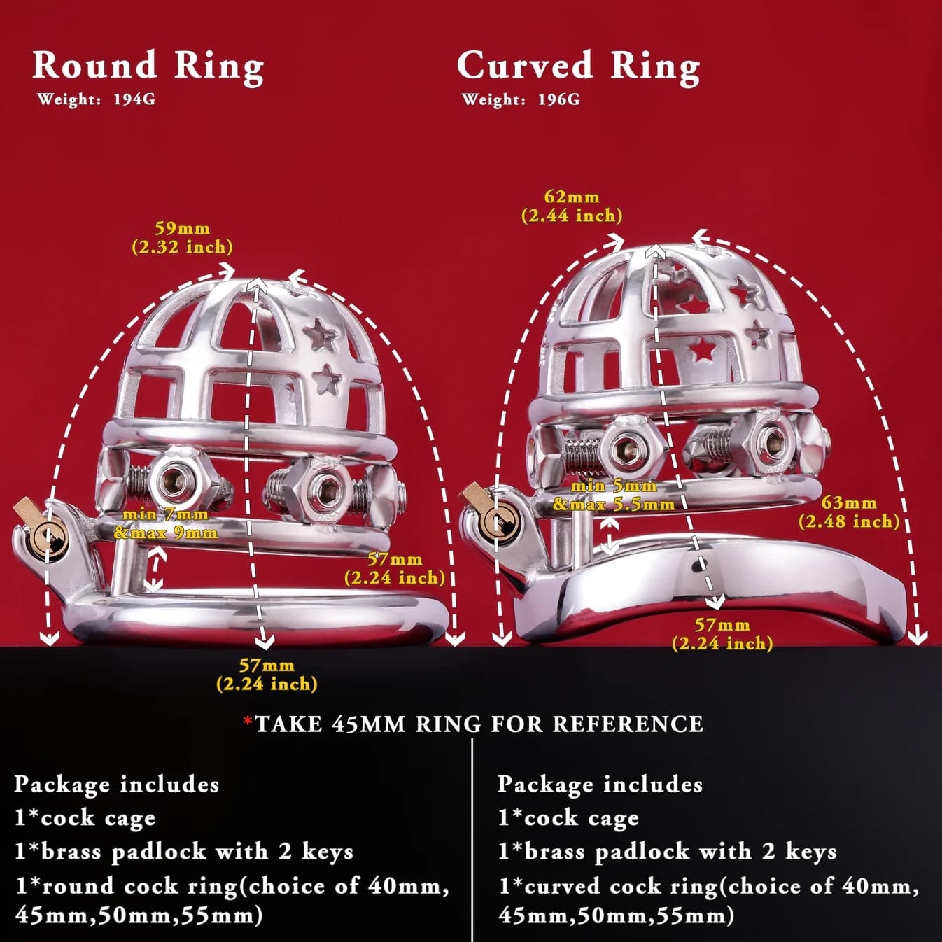 CB Lock Stainless Steel Metal Chastity Cage