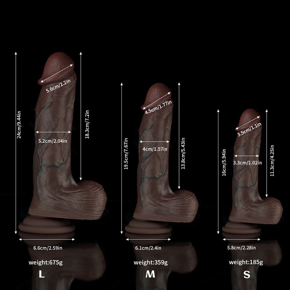 FZ44- Black Realistic Dildos - 3Sizes