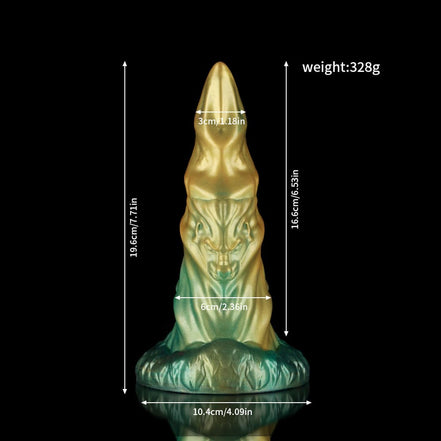 Cowhorn Tip Yellow Green Dildo