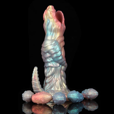 Colorful Dinosaur Inflatable Ovipositor Dildo (5 Eggs)