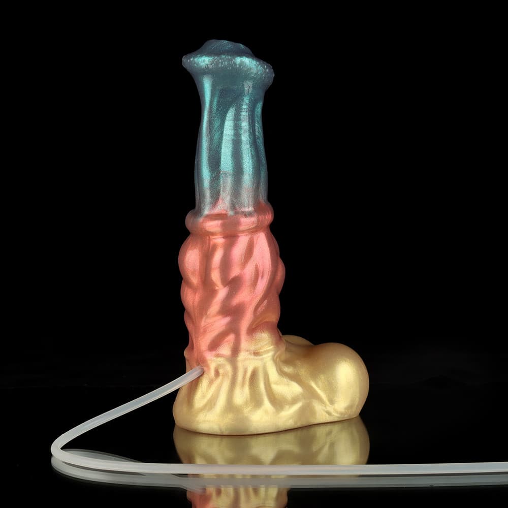Neptune Red Blue Gold Dildo - Ejaculating Dildo