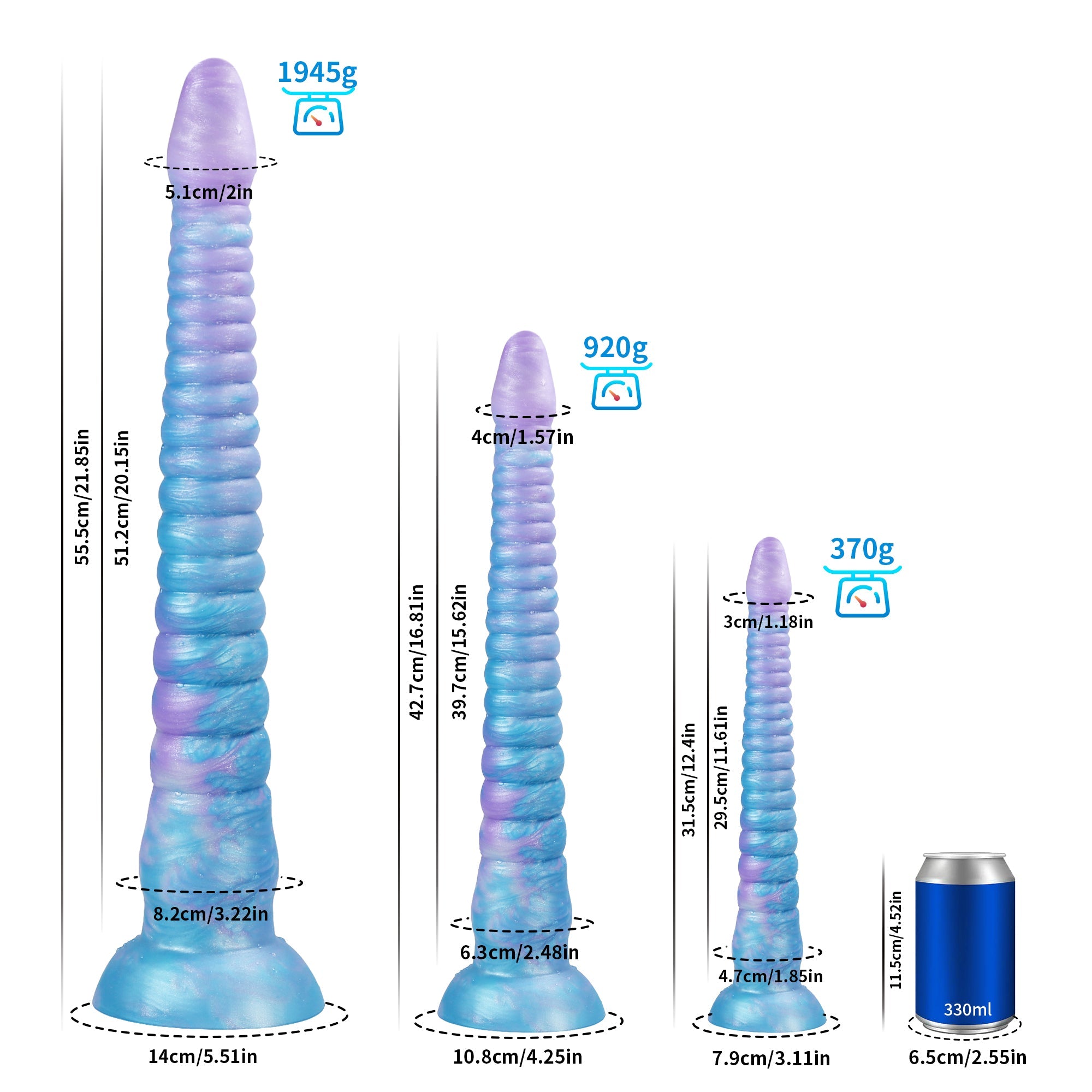 Octopus Gradient Blue  Purple Tentacle Dildo Anal Plug - Glow-In-The-Dark Dildo