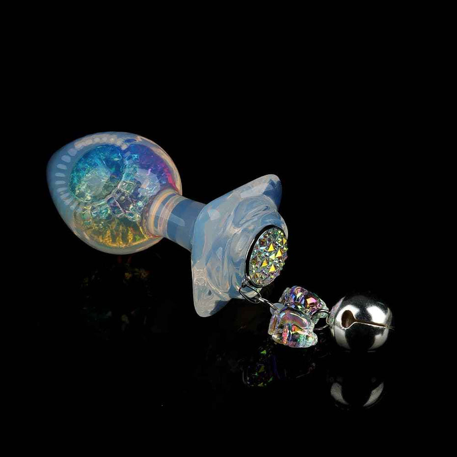 SPECIMEN-217: Blazing Crystal Butt Plug | Pink & Purple Iridescent Flame Design | Custom Luxury Kit (Black Diamond / White Tail / Bell)