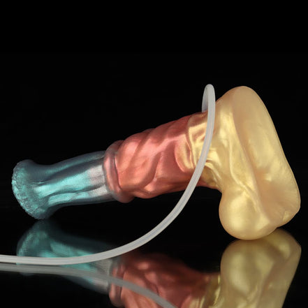 Neptune Red Blue Gold Dildo - Ejaculating Dildo