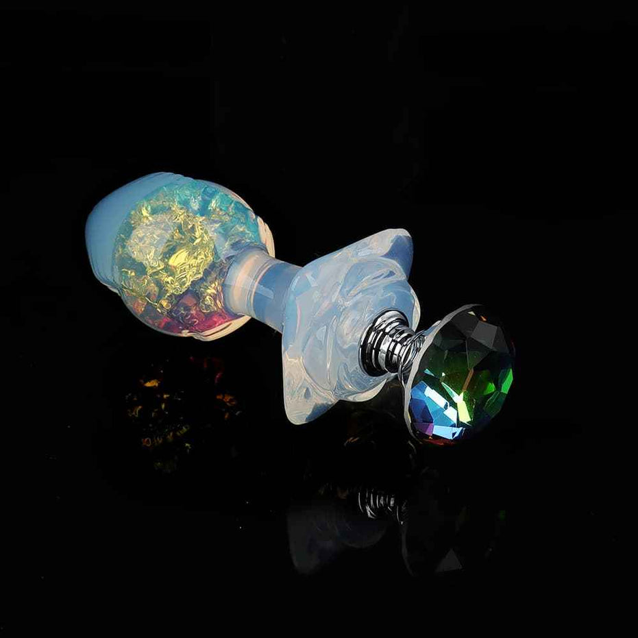 SPECIMEN-217: Blazing Crystal Butt Plug | Pink & Purple Iridescent Flame Design | Custom Luxury Kit (Black Diamond / White Tail / Bell)