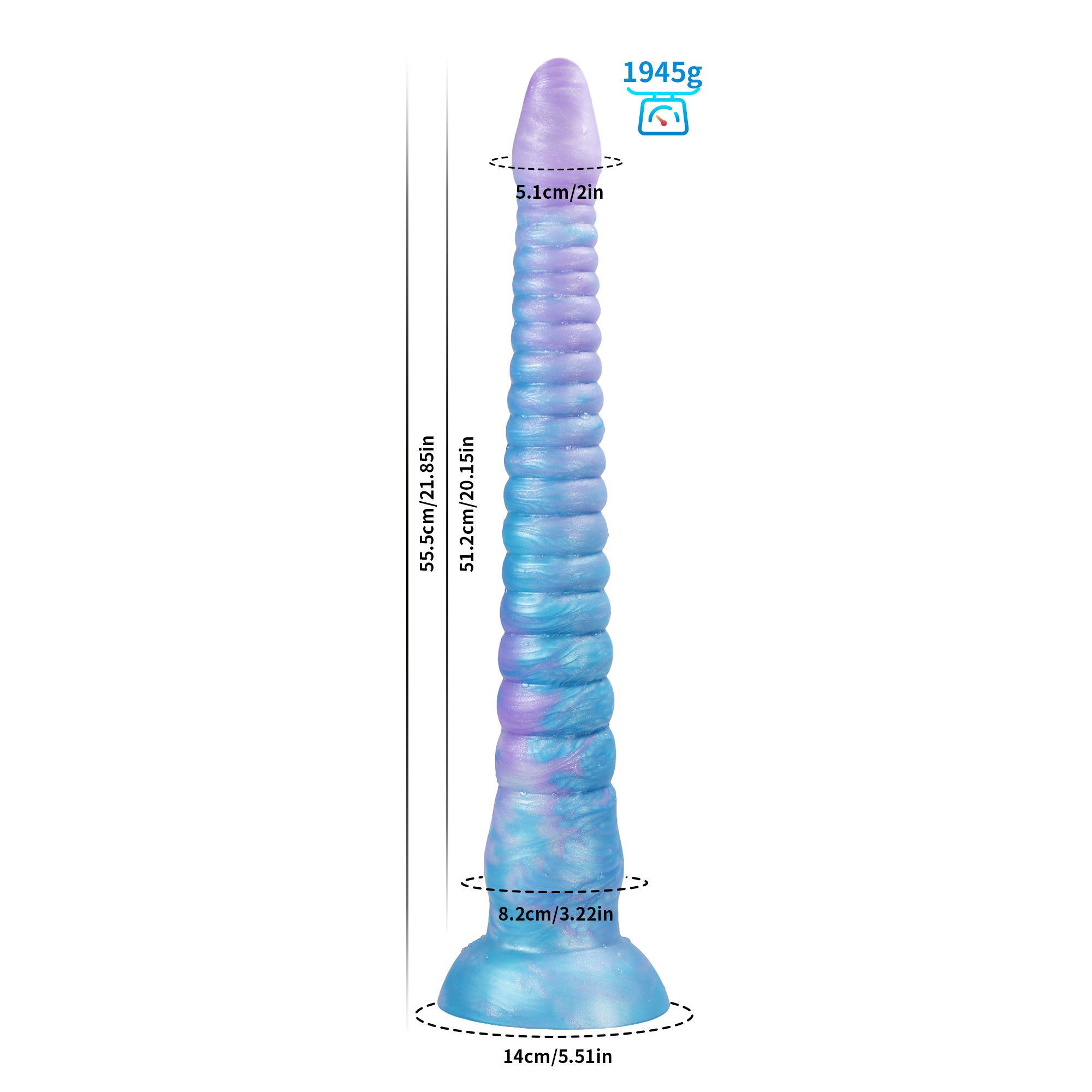 Octopus Gradient Blue  Purple Tentacle Dildo Anal Plug - Glow-In-The-Dark Dildo