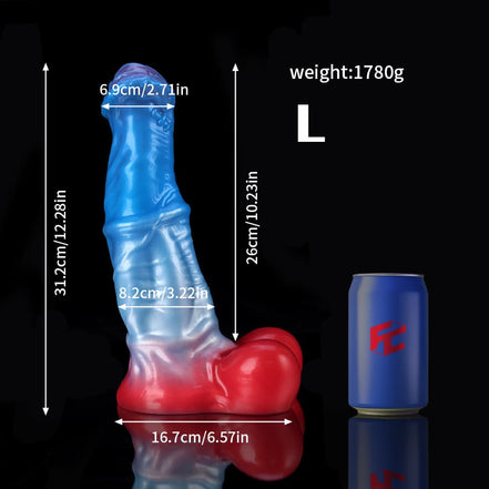 White Colt Blue Red  Fantasy Dildo-Knot Dildo