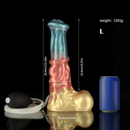 Neptune Red Blue Gold Dildo - Ejaculating Dildo