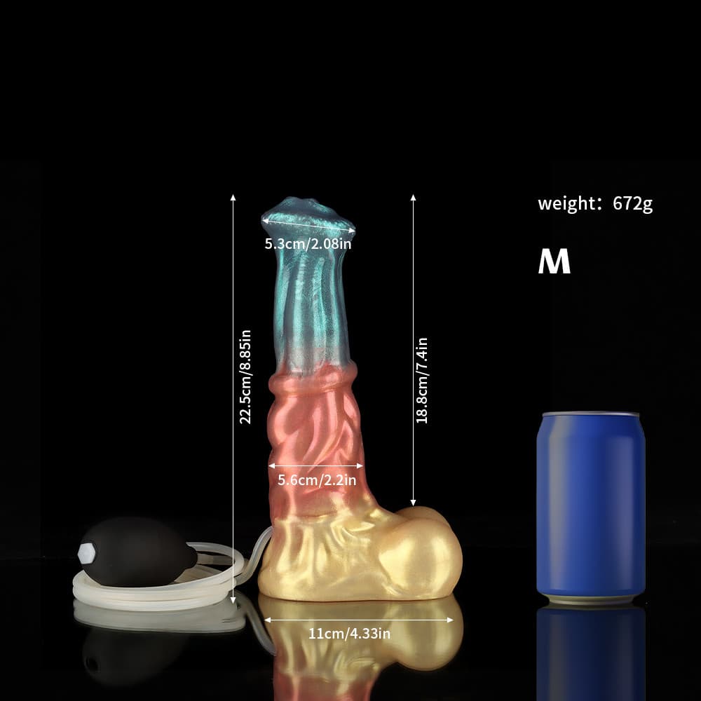 Neptune Red Blue Gold Dildo - Ejaculating Dildo