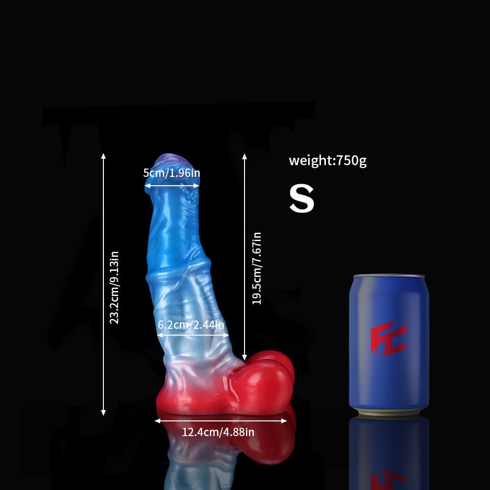 White Colt Blue Red  Fantasy Dildo-Knot Dildo
